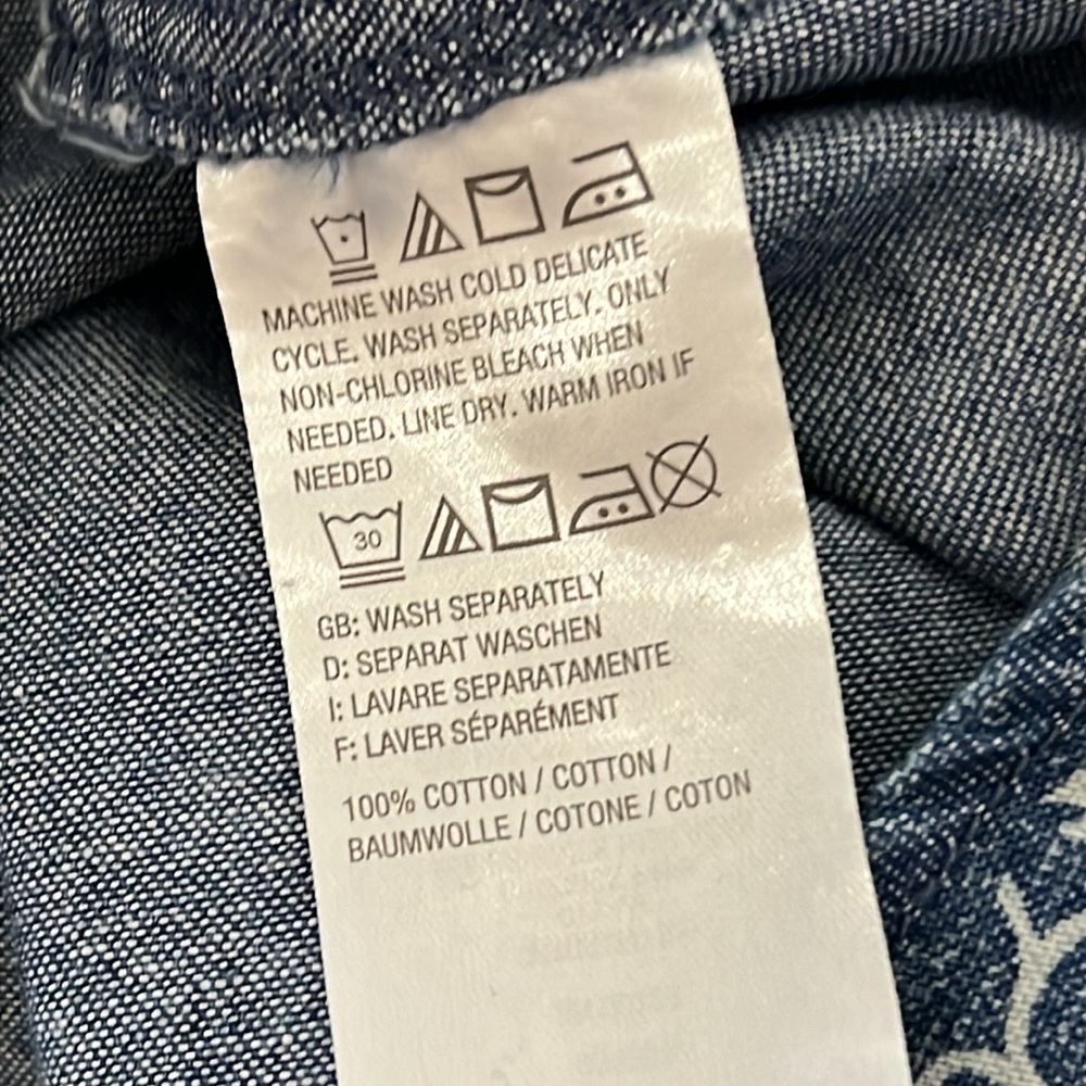 Joan Rivers Button Down Denim Patchwork Print Shi… - image 8